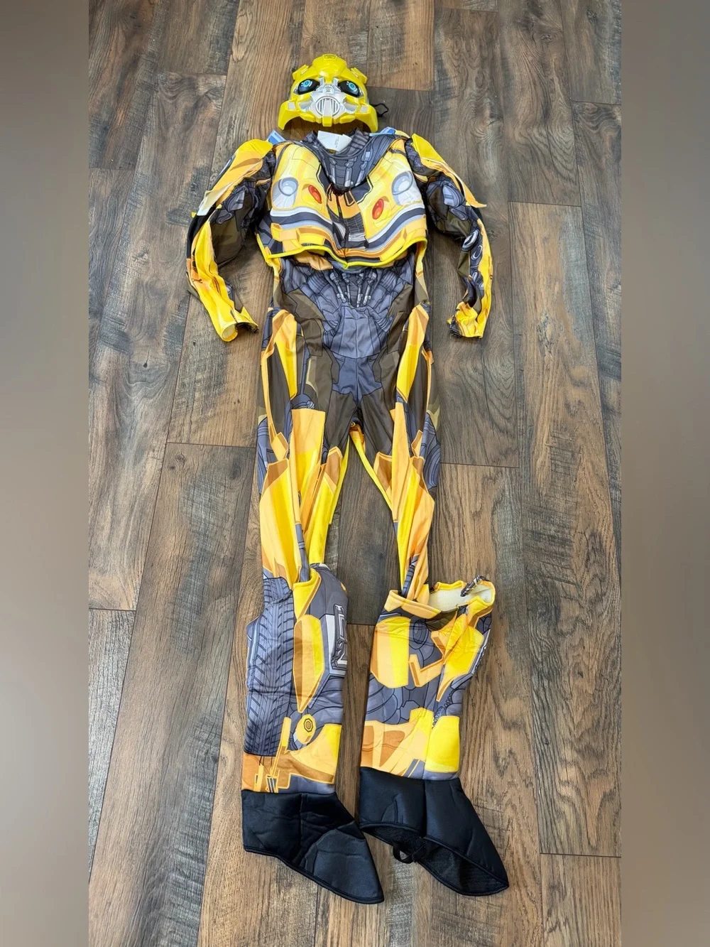 Transformers Costume Boys Large 10-12 Yellow Bumblebee Mask And Suit, Halloween